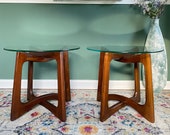 Adrian Pearsall Mid-Century Modern Sculptural Walnut Glass End Tables
