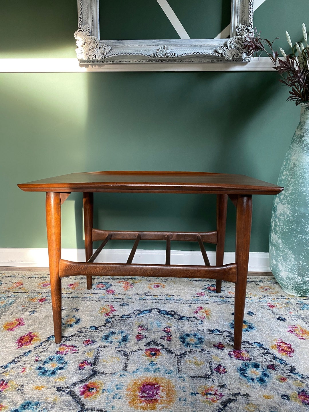 Refinished Midcentury Modern Danish End Table With Lip by Bassett2