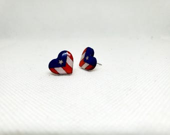 Puerto Rico Heart Stud