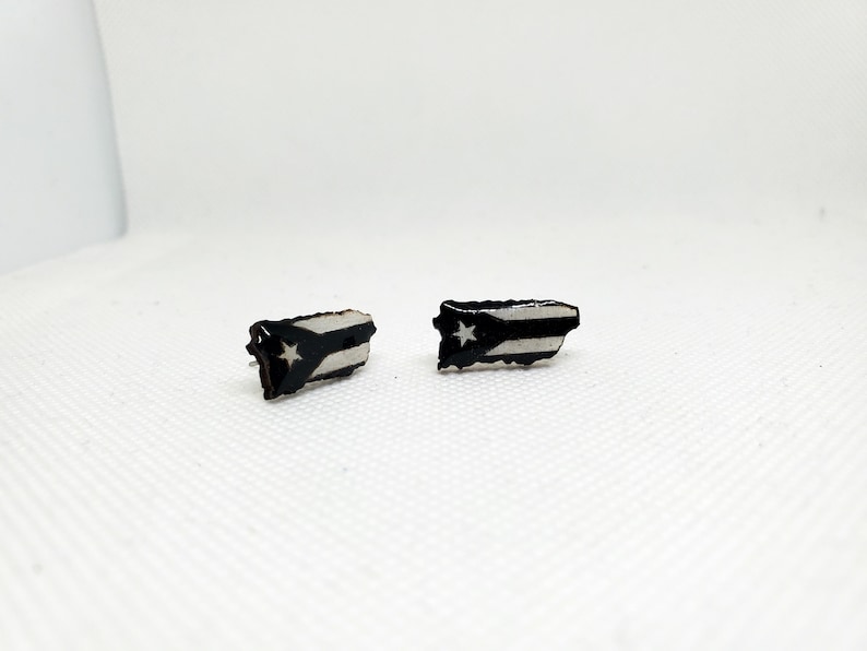 Puerto Rico Island with Flag Studs Black