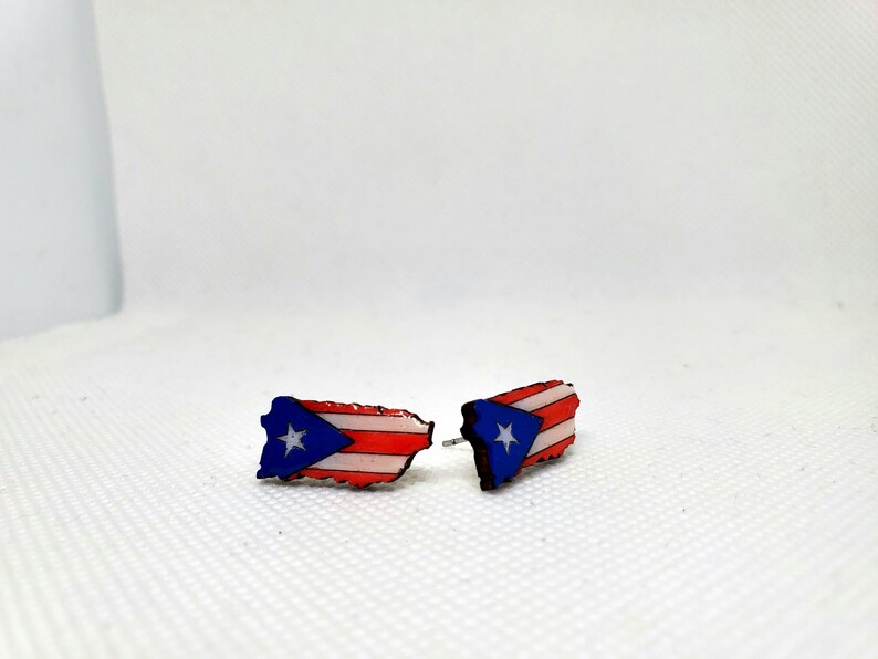 Puerto Rico Island with Flag Studs Dark Blue