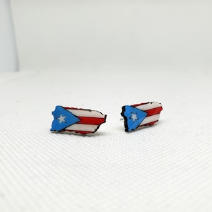 Puerto Rico Island with Flag Studs Light Blue