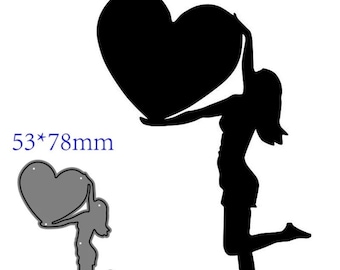 Craft Metal Cutting Dies cut die mold Chica sosteniendo decoración del corazón amor Scrapbook papel artesanal cuchillo molde hoja de perforación stencils muere