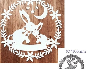 Craft Metal Cutting Dies cut die mold Rabbits Bunny wreath decoration Scrapbook paper craft knife mould blade punch stencils dies