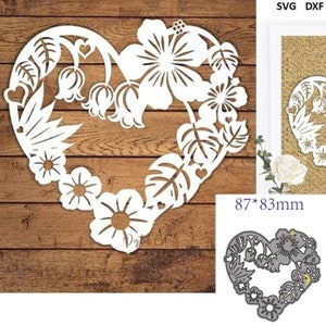 Molde de corte de metal artesanal, molde de flor em forma de coração, decoração, scrapbook, papel, artesanato, faca, molde, lâmina, estênceis de perfuração