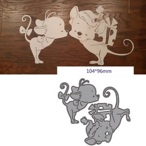 Craft Mouse Kiss Metal Cutting Dies cut die mold Adorable Mice decoration Scrapbook paper craft knife mould blade stencils muere