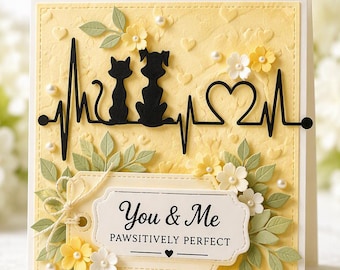 Troqueles de metal con diseño de latido de corazón de gato y perro / Para hacer tarjetas y álbumes de recortes.