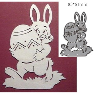 Craft Metal Cutting Stampi fustellati stampo Animale Coniglio che tiene decorazione dell'uovo Scrapbook carta artigianale coltello stampo lama stampo punzone stampi stampi