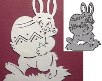 Craft Metal Cutting Dies cut die mold Animal Rabbit holding egg decoration Scrapbook paper craft knife mould blade punch stencils dies