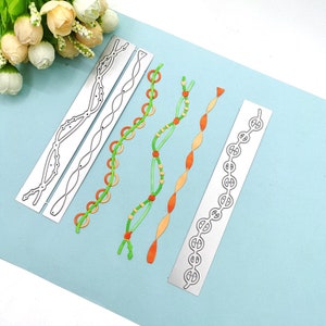 3 piezas de troqueles de corte de metal con tiras decorativas: troqueles de metal reutilizables para álbumes de recortes, troqueles para hacer tarjetas, creación de plantillas de tarjetas de papel DIY
