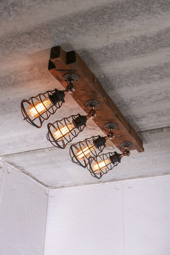Farmhouse beam light with on sale cages