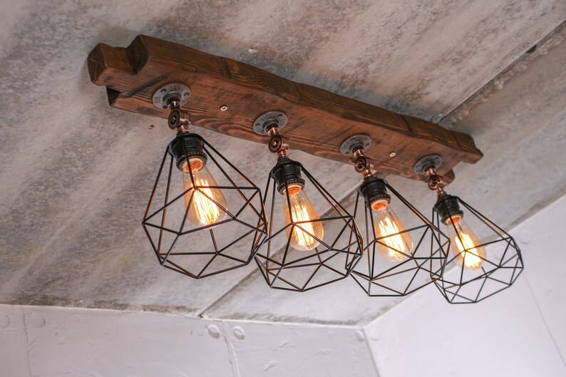 Rustic Ceiling Light Farmhouse Light Fixture Beam Light Wood Cages Lighting