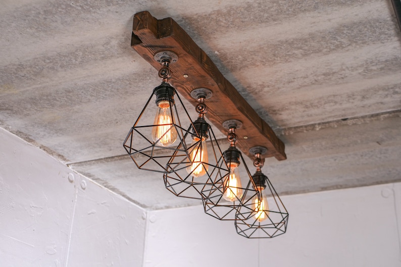 Rustic Ceiling Light Farmhouse Light Fixture Beam Light Wood Cages Lighting