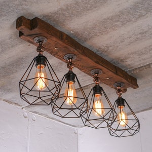 Rustic Ceiling Light Farmhouse Light Fixture Beam Light Wood Cages Lighting