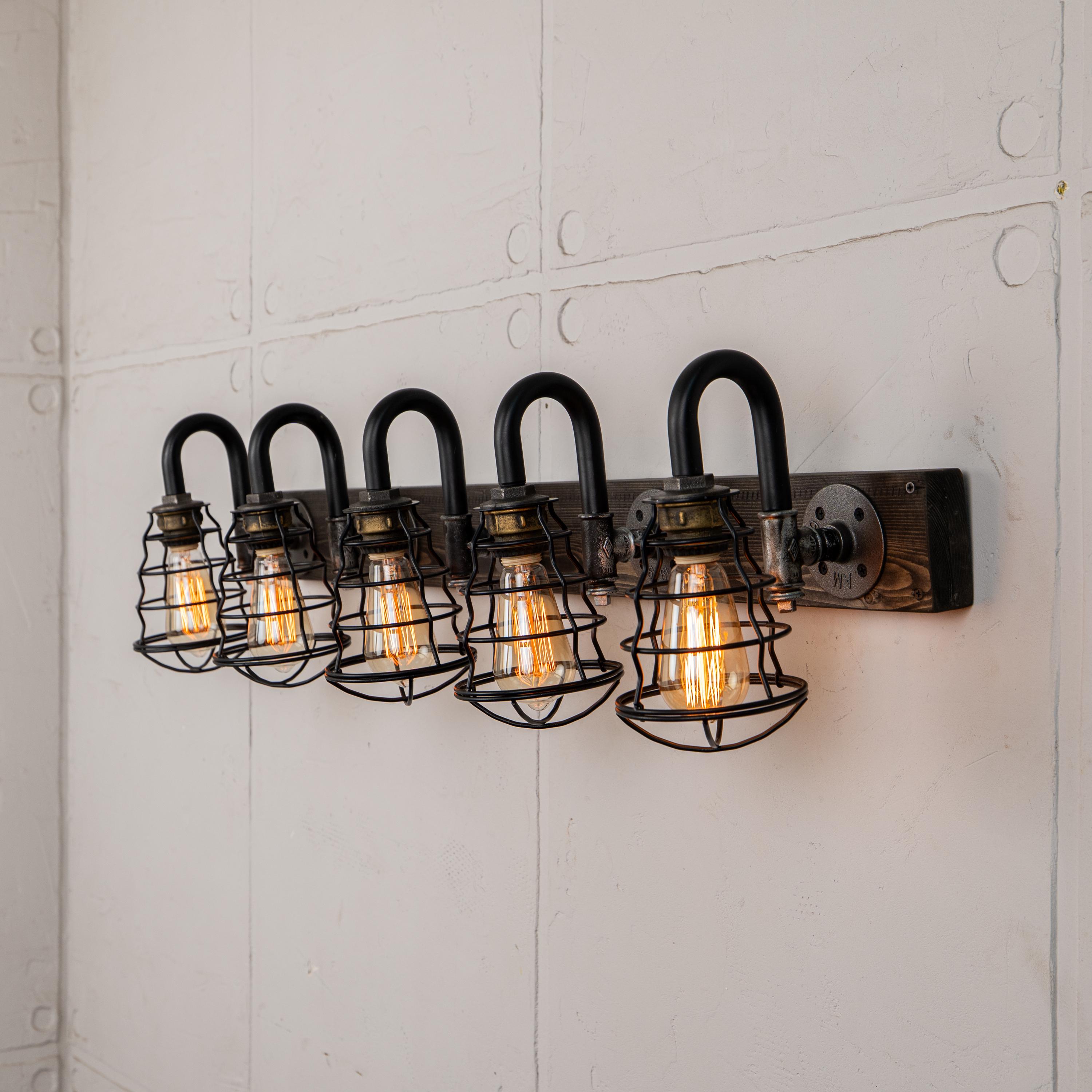 Rustic Bathroom Vanity Lights Black Ebony Industrial Lighting Farmhouse ...