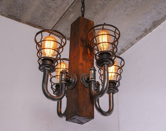 Farmhouse Chandelier Lighting Kitchen Ceiling Light Wood Pendant Lights