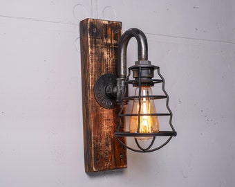 Rustic Wall Lamp Wood Wall Sconce Industrial Hanging Lamp Farmhouse