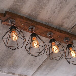 Rustic Ceiling Light Farmhouse Light Fixture Beam Light Wood Cages Lighting