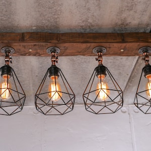 Rustic Ceiling Light Farmhouse Light Fixture Beam Light Wood Cages Lighting