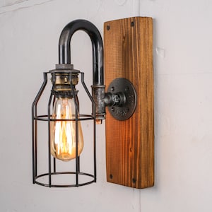 Rustic Wall Lamp Wood Wall Sconce Industrial Hanging Lamp Farmhouse
