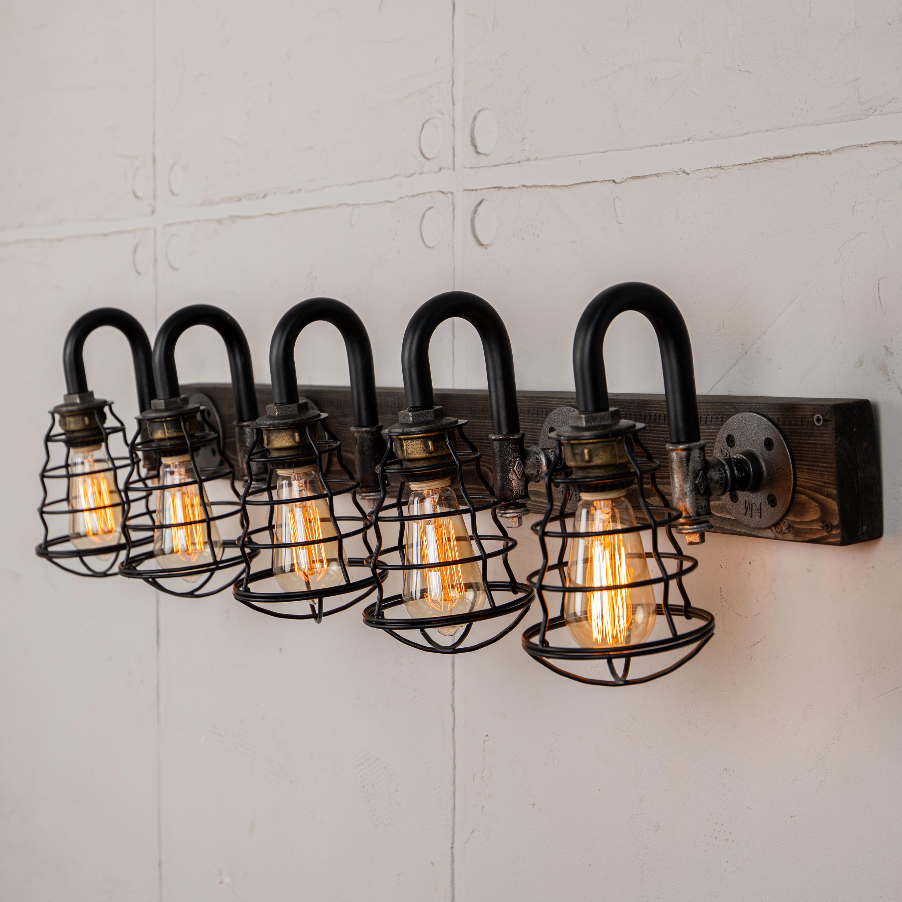 Rustic Bathroom Vanity Lights Black Ebony Industrial Lighting Farmhouse ...