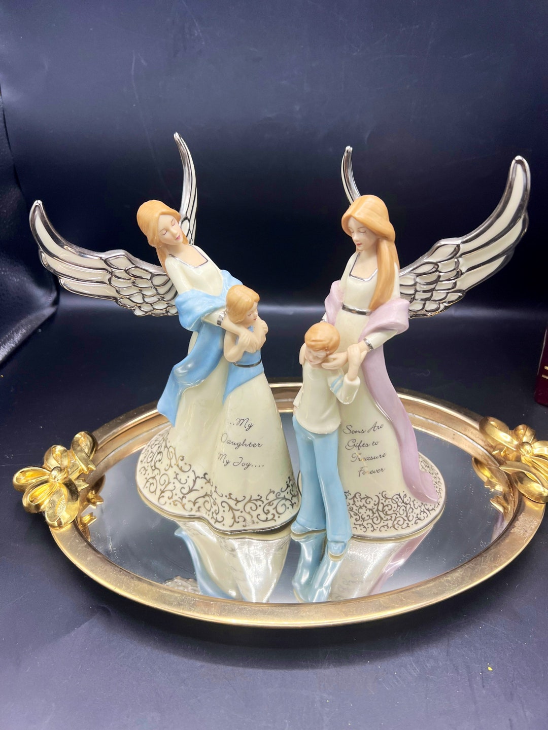 Winged Musical Angel Figurines My Daughter My Joy First Issue Etsy