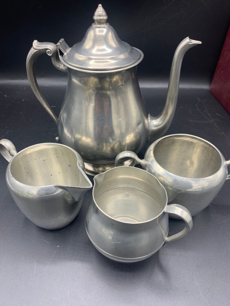 Vintage Medieval Style Genuine Pewter Tea Set Pewter Teapot Etsy