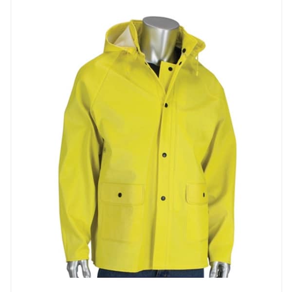 Falcon industrial thick rubber rain jacket with hood yellow / body protection / unisex. Or falcon suit New