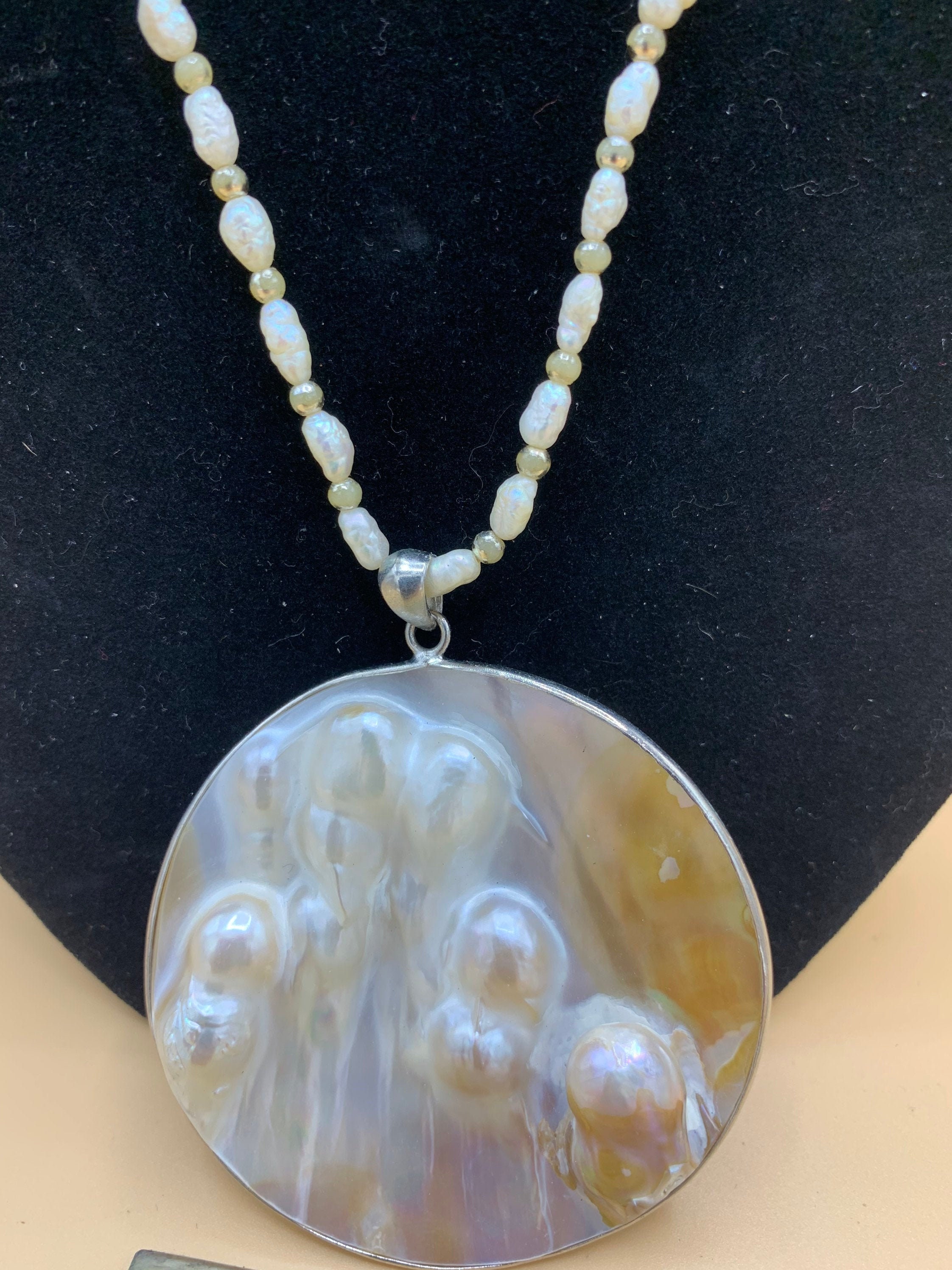 Opal pearl necklace Mother pearl & tiny pearls necklace Etsy