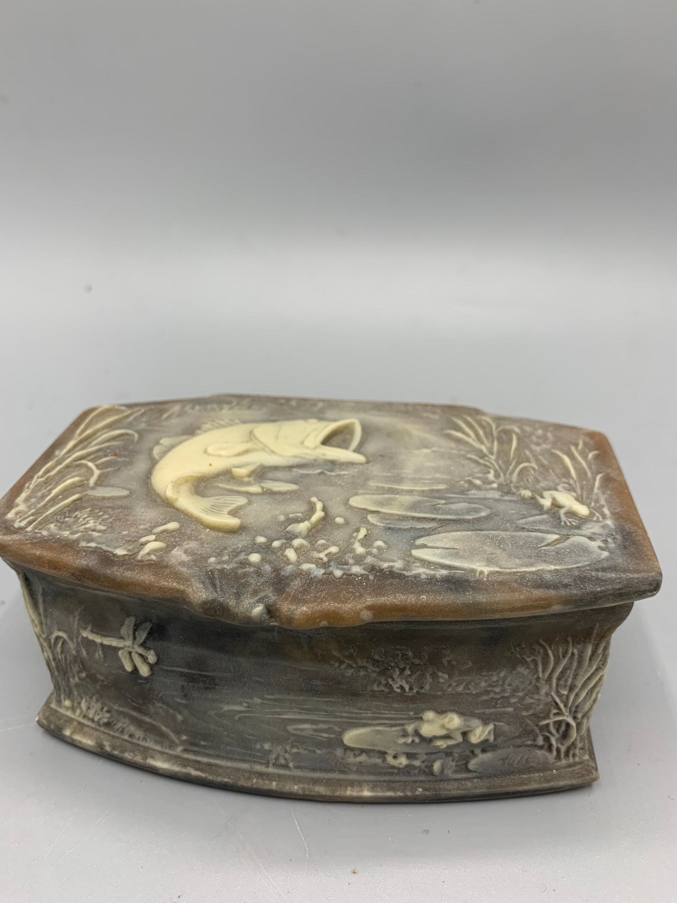 Vintage genuine incolay hand carved jewelry box Etsy