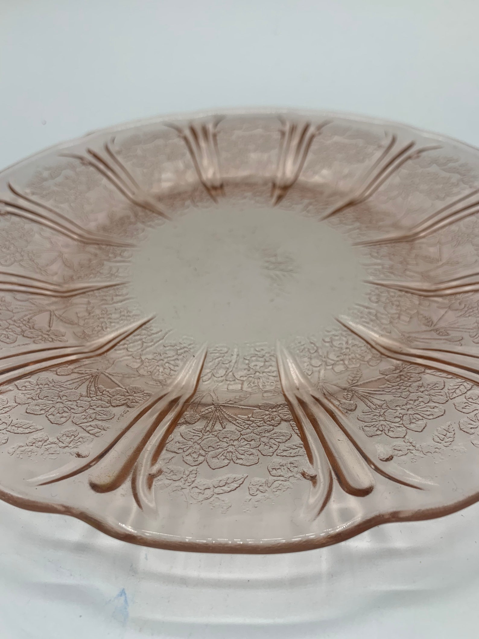 Pink Depression glass plate Etsy