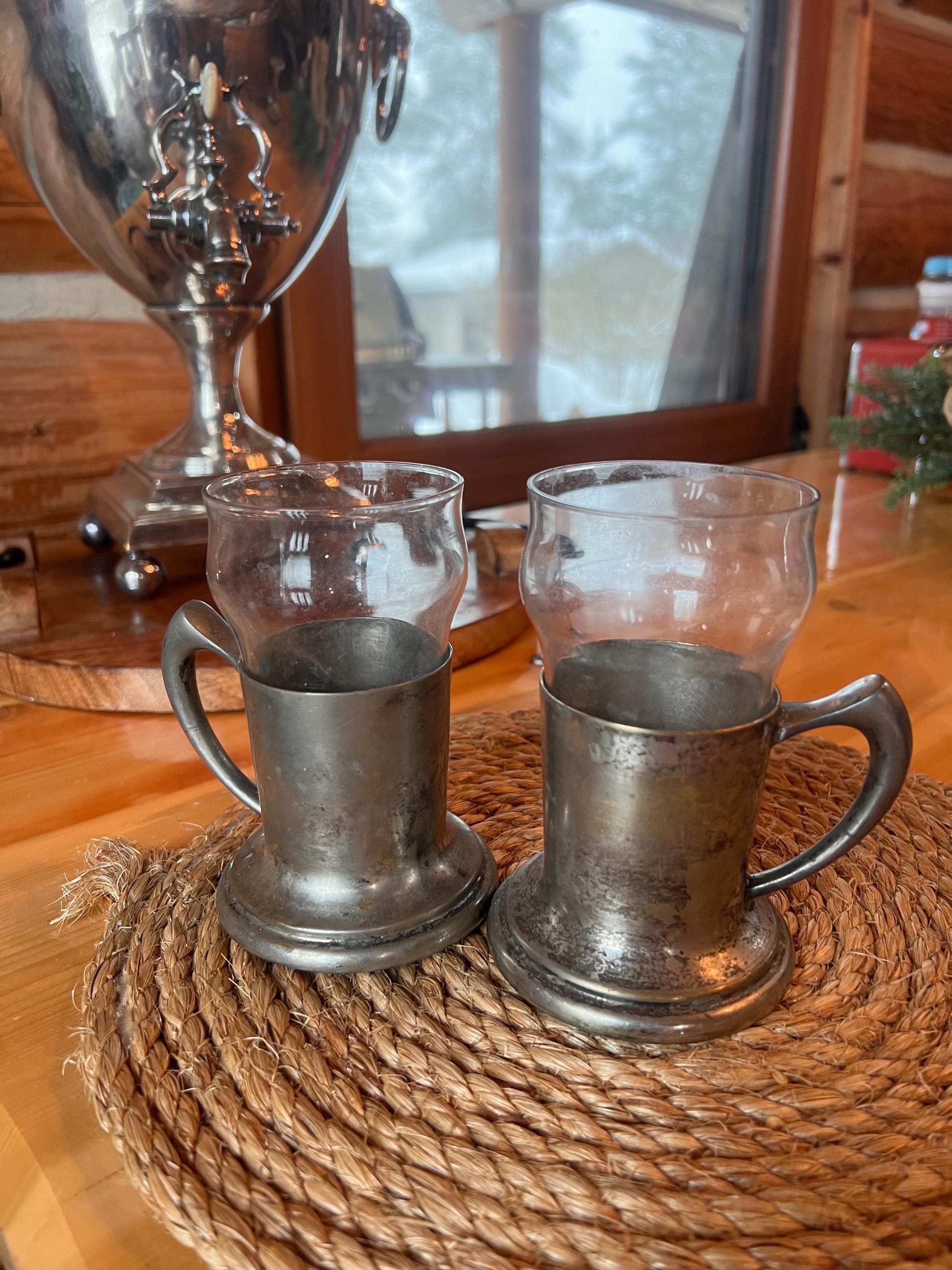 Russian Tea Glass Holder Podstakannik - Soviet/USSR Stainless