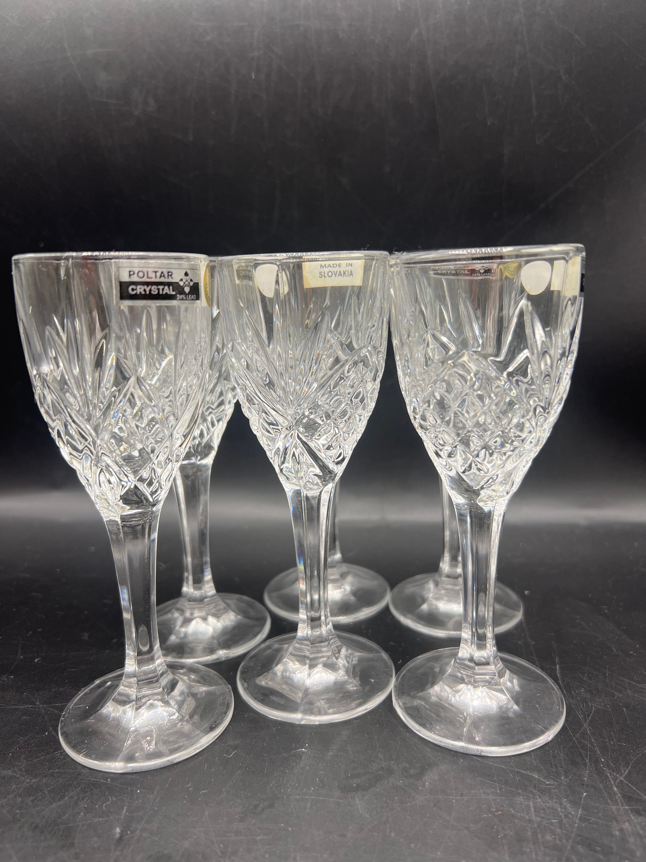 Portar Crystal Made in Slovakia Liquor Small Glasses Set of 