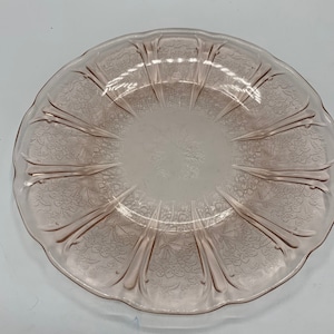 Pink Depression glass plate
