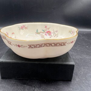 1980s Ivory GORHAM China ~ Secret Garden Pattern ~ 6.5" Petal Bowl Floral  Butterflies Scalloped Edge Gold Trim Made in US stoneridgeattic