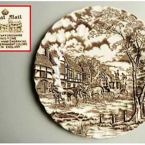 Royal Mail Brown (Cream Background)by MYOTT STAFFORDSHIRE dinner plates,
