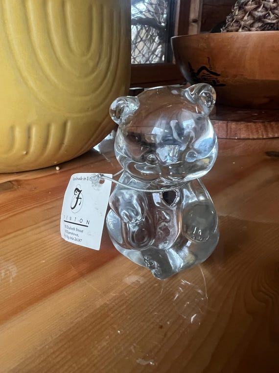 Fenton Crystal Art Glass Teddy Bear Figurine Vintage Rare