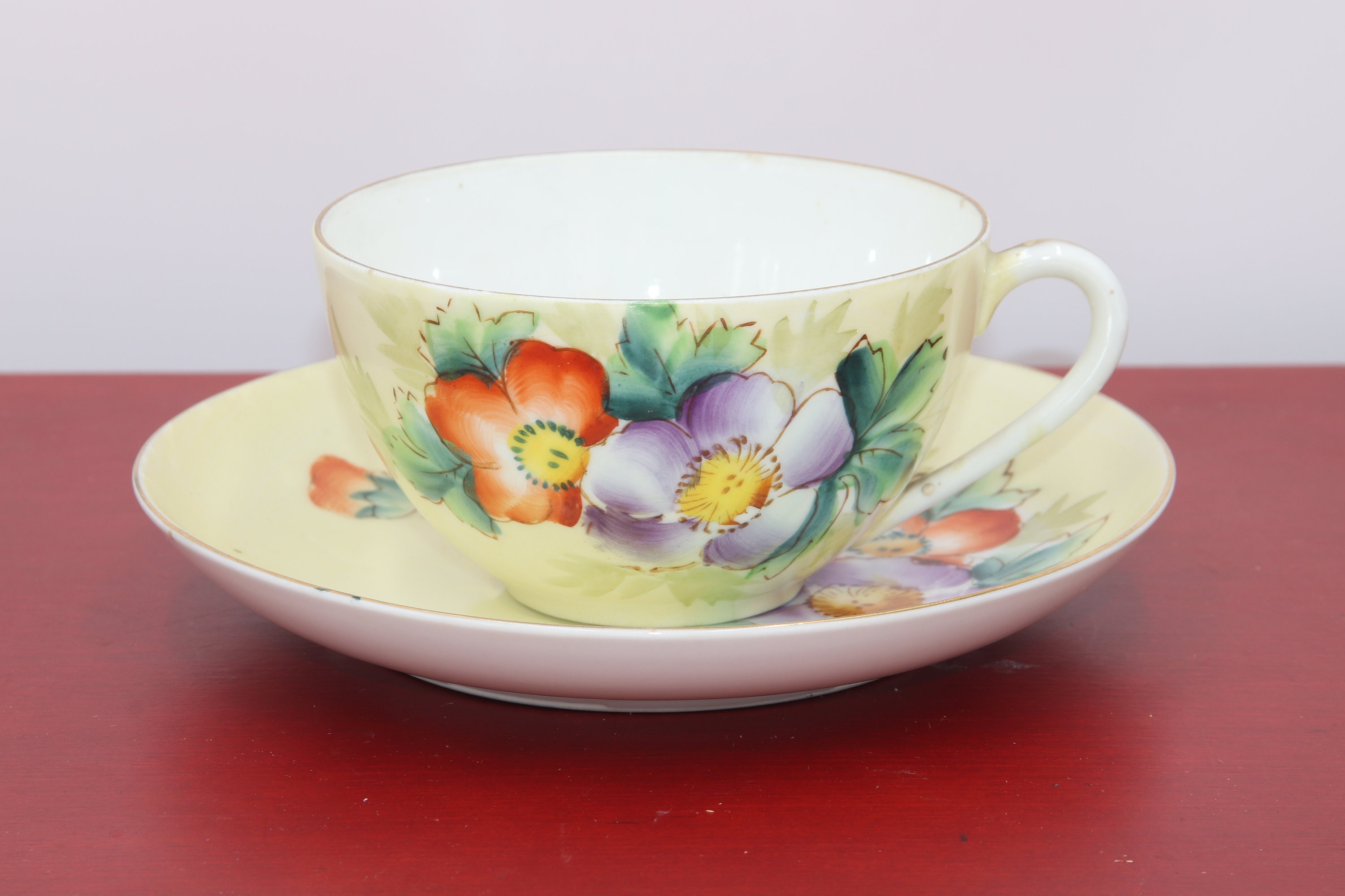 12 Pieces Meito China Hand Painted Tea Cups and Saucers Desert Etsy