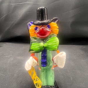 Vintage stunning hand blown Italian Murano glass clown sculpture statue figure Venetian