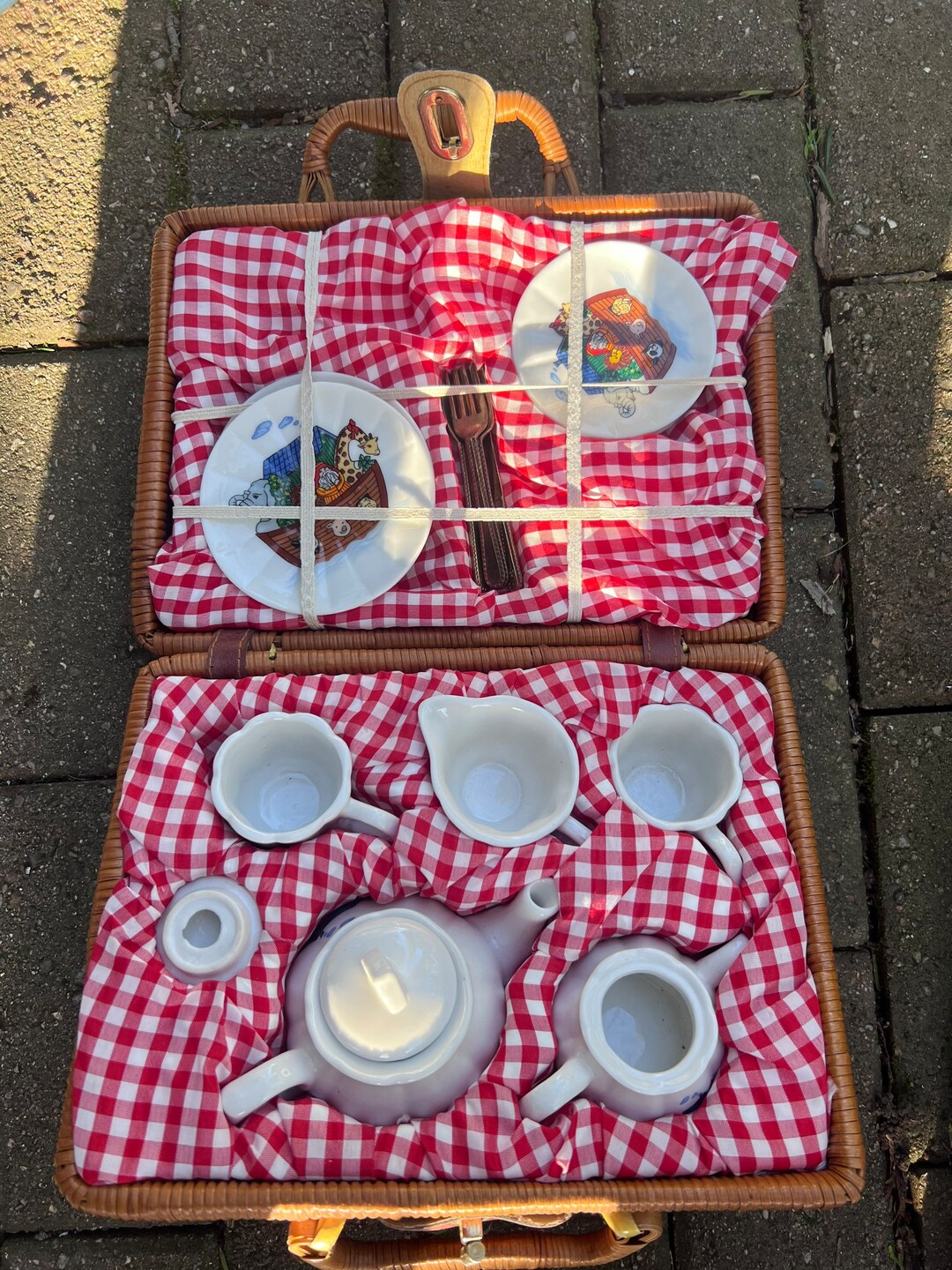 Delton Fine Collectible childrens Tea Set Wicker Picnic Etsy