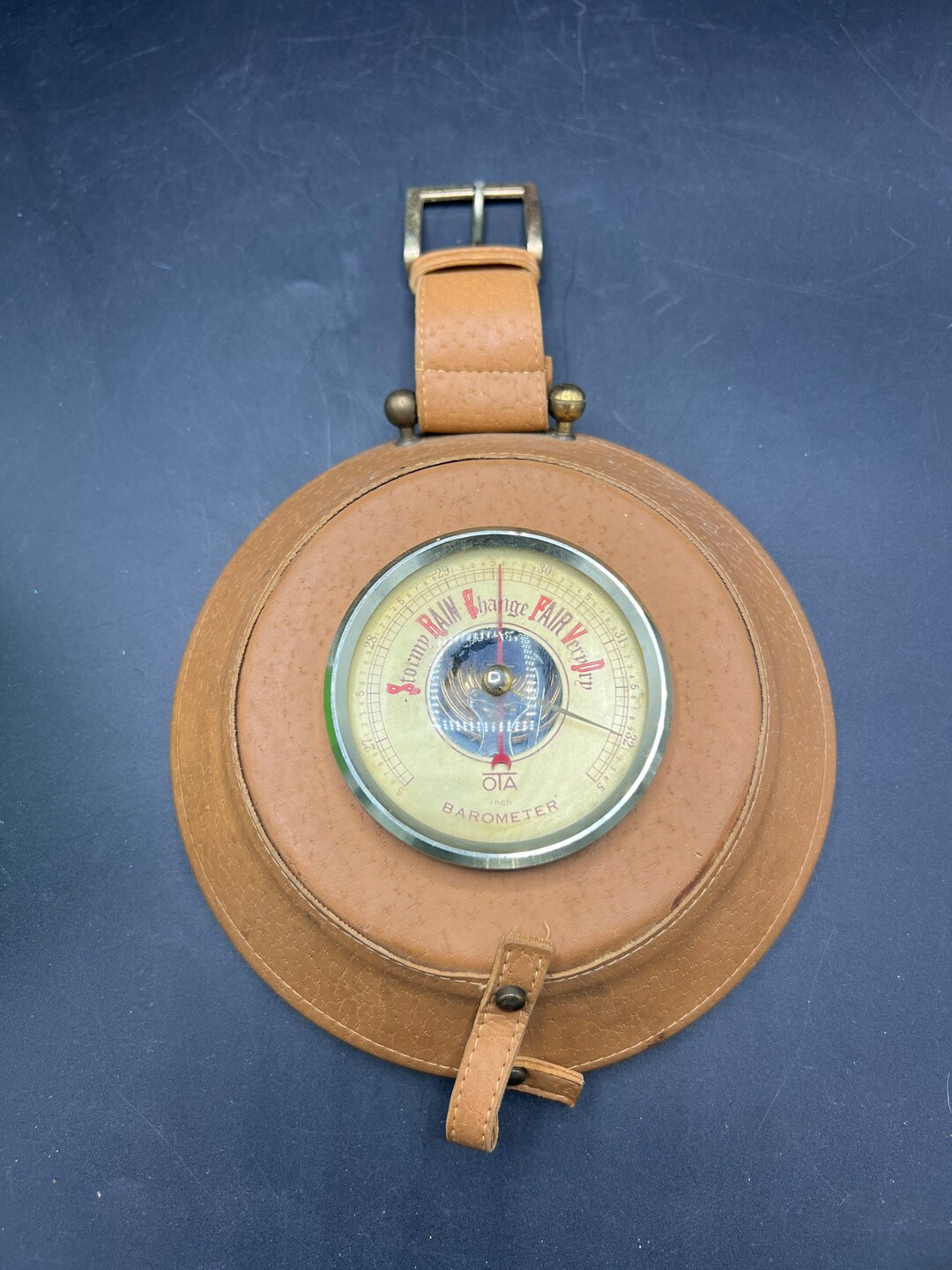 Traditional Aneroid Barometer Brown Japan Barometer Leather Etsy
