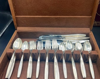 Vintage community Oneida gentile rose pattern (possible) 50+ pieces silverware set