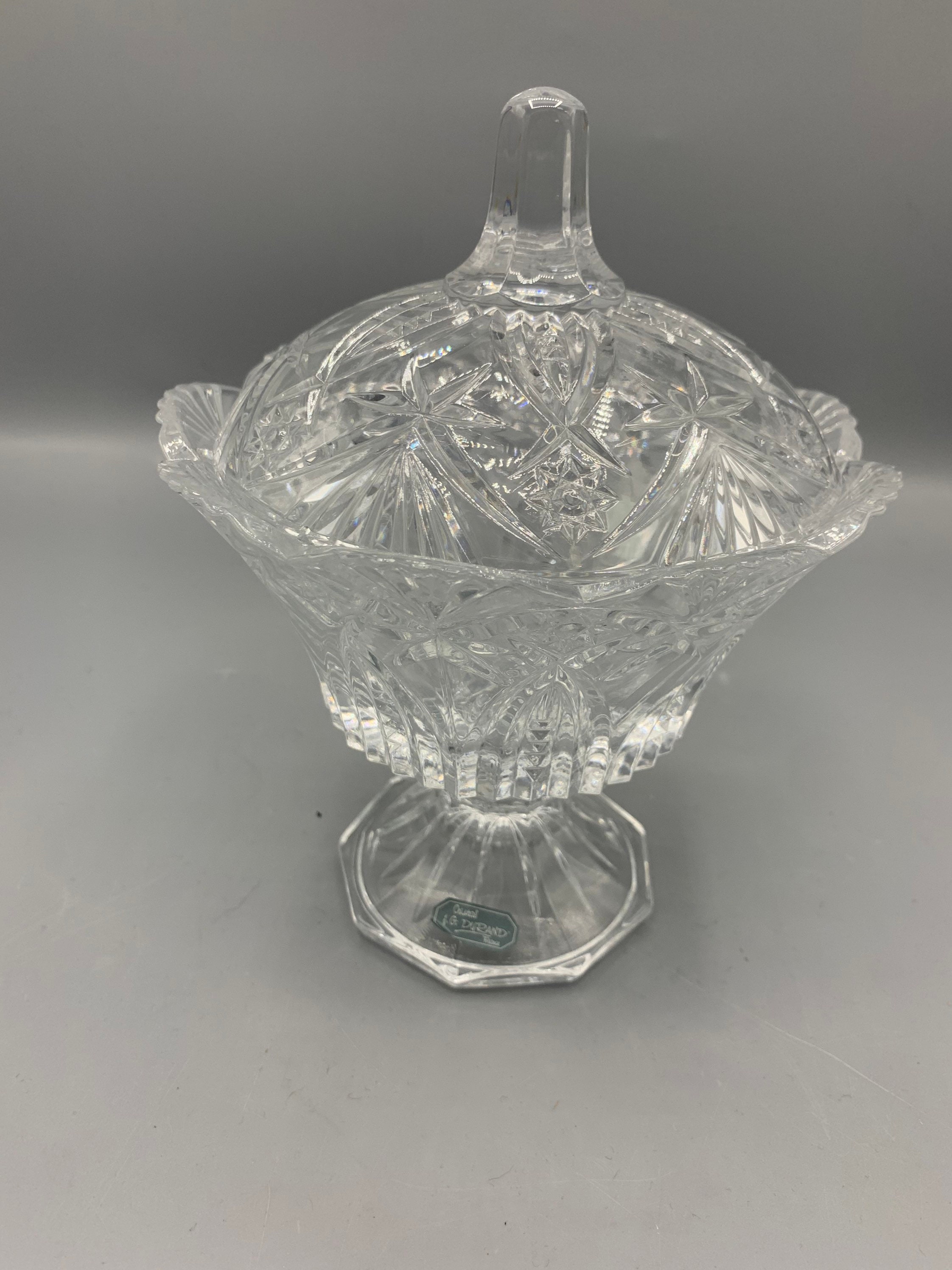 J.g durand france crystal footed container with lid, candy dish