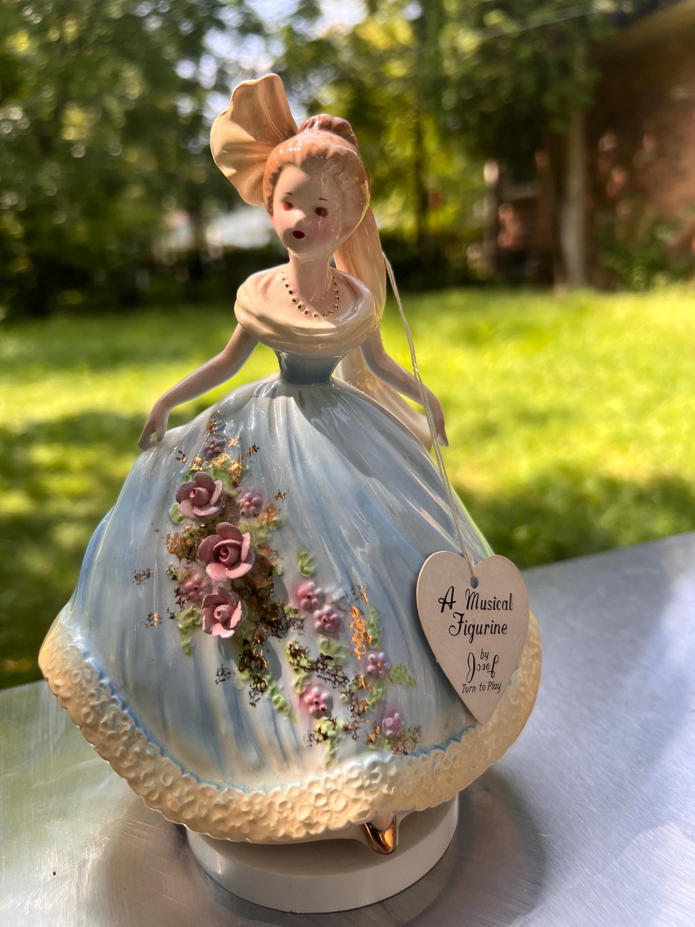 Josef Originals Blue Women Lady Figurine Collectable Dress Flowers