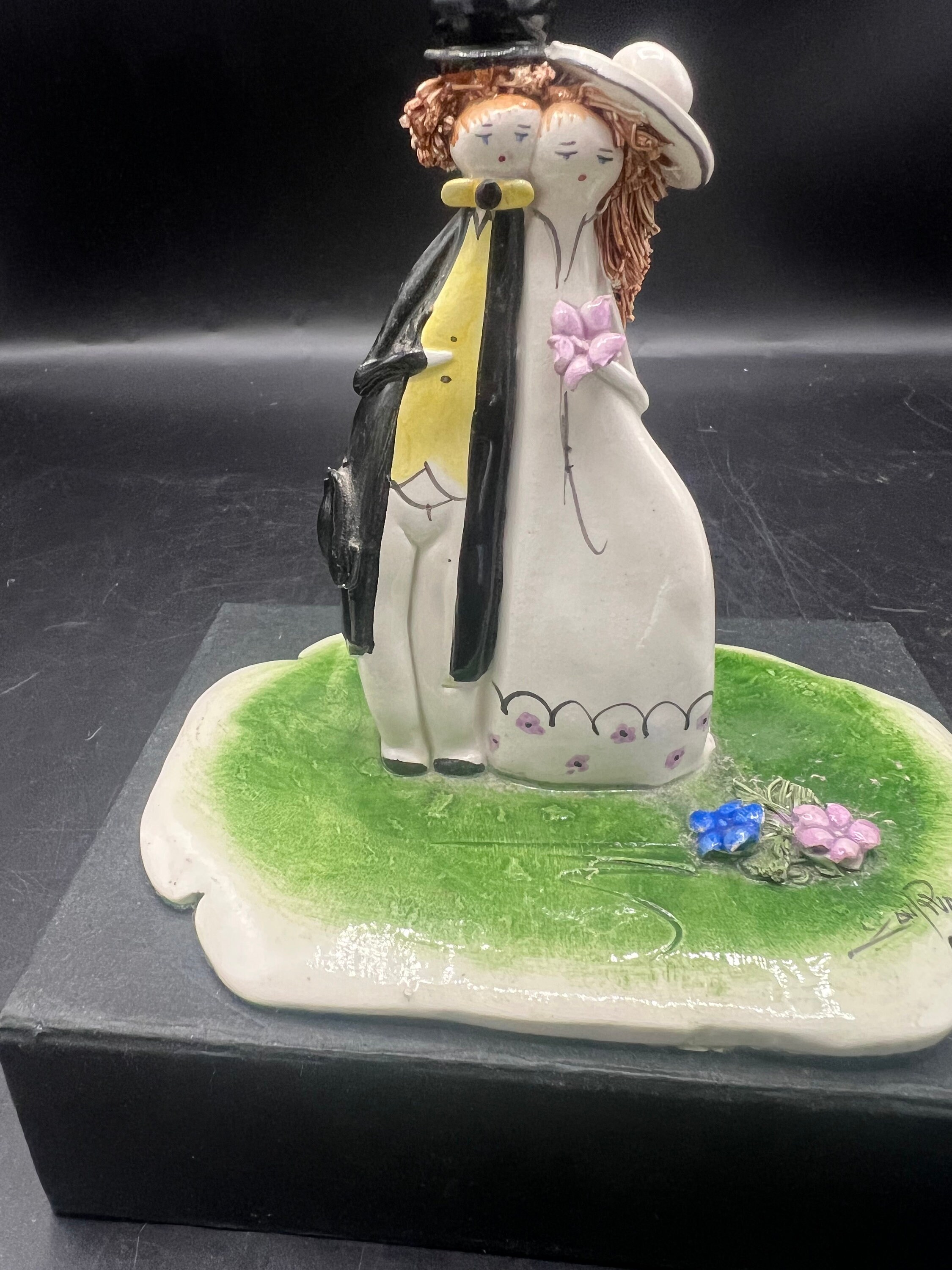 Zampiva Bride and Groom Figurine Spaghetti Art Pottery Wedding