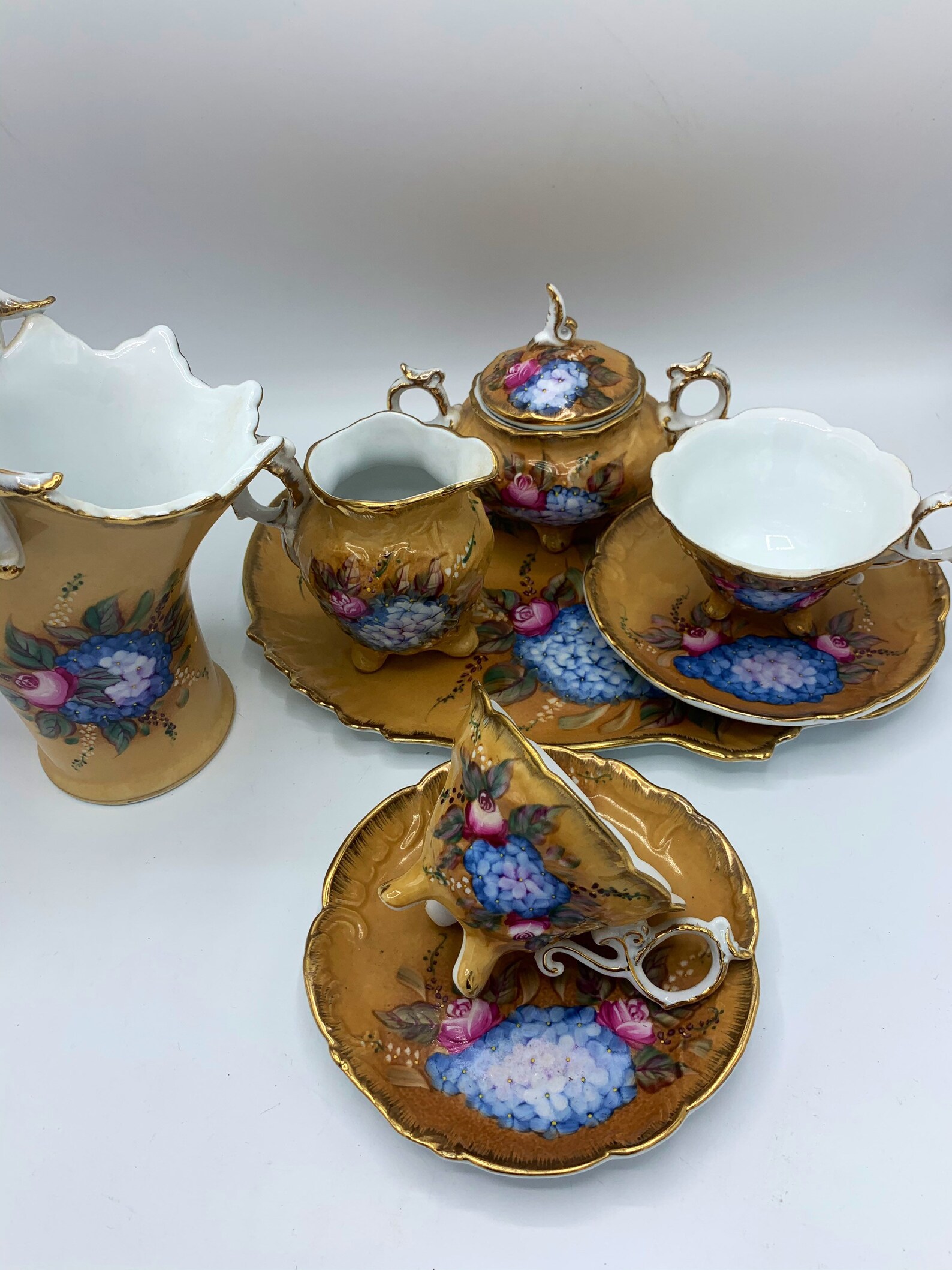 Beautiful Tea Set / Hand Painted China Tea Set for 2 Etsy