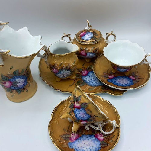 Beautiful Tea Set / Hand Painted China Tea Set for 2 Etsy