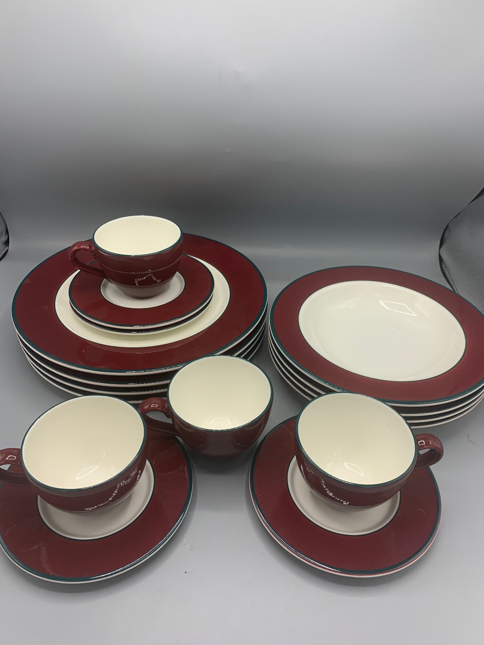 Burgundy spa by Pagnossin Italian dinnerware set for 4 Etsy.de
