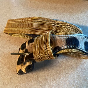 Vintage VR San Marco Gold Tone Metal Mesh Belt with fur leather/cowgirl belt Size m