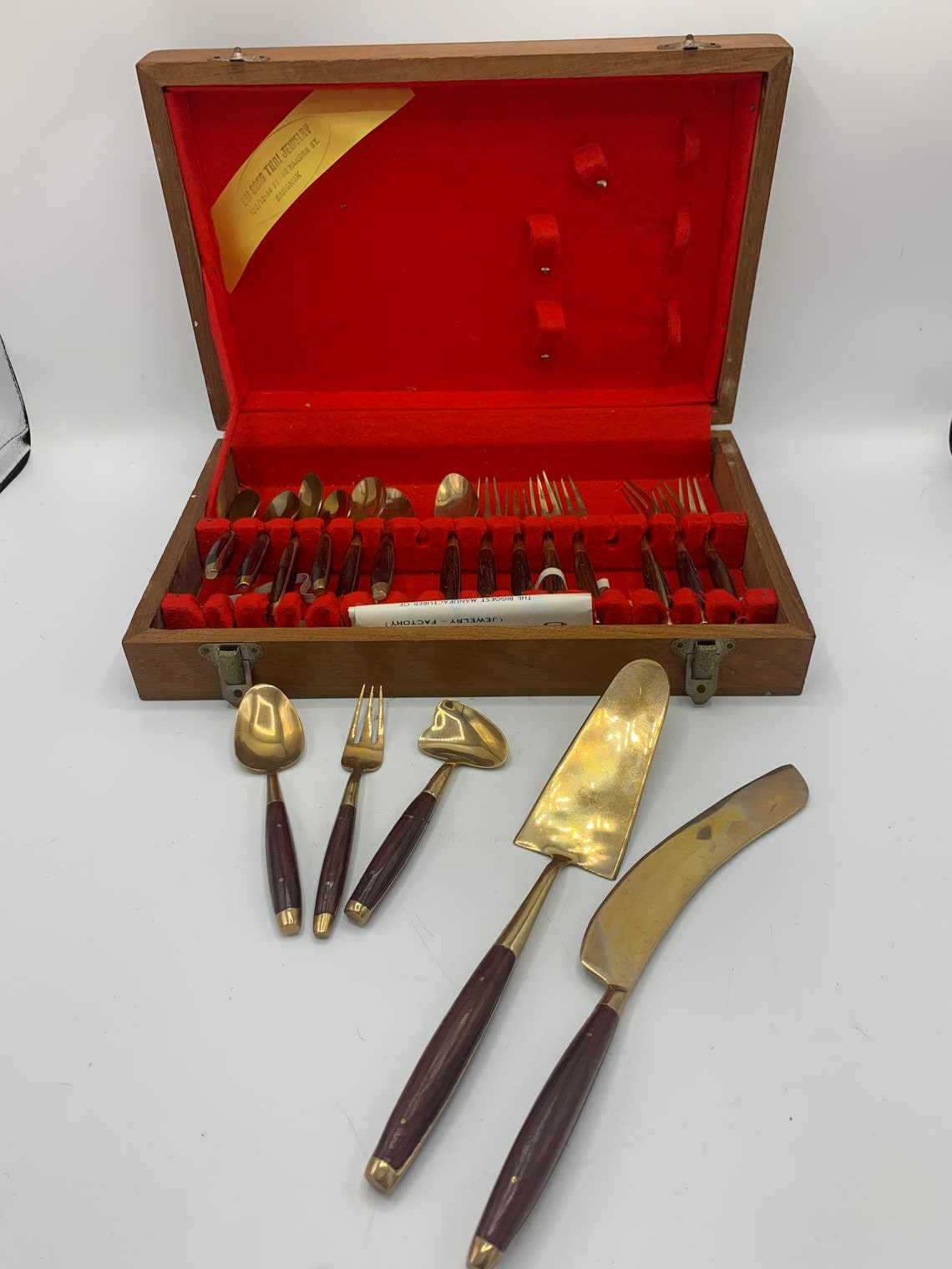 Vintage Gold Bangkok Thailand Silverware Set Serving Forks Etsy
